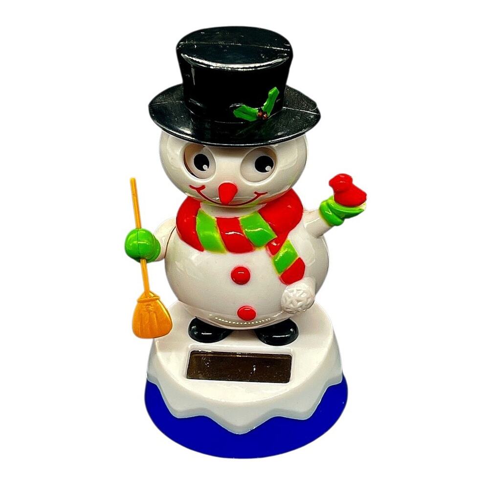 Solar Dancing Dancer Christmas Snowman Red Bird Broom Scarf Top Hat 4.25" M1